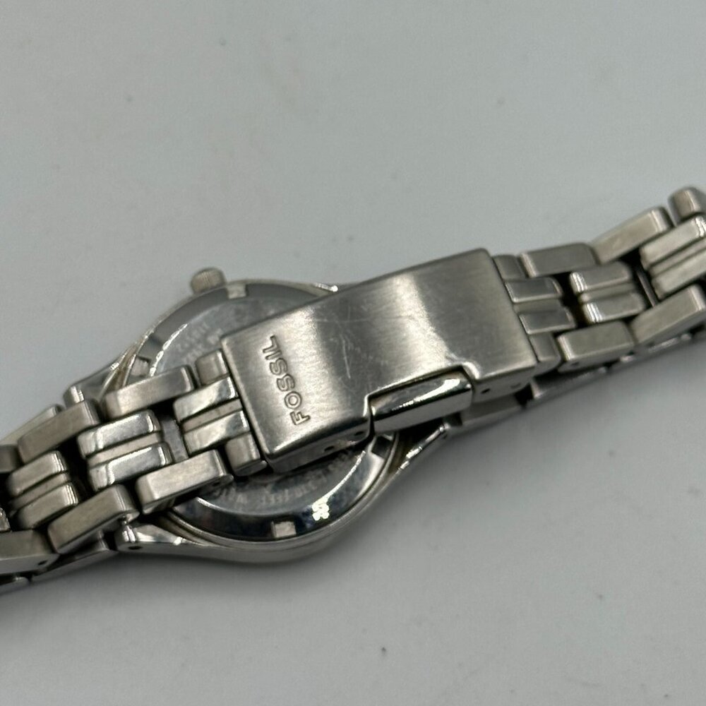 3/$30 Fossil Watch Women Silver Tone White Dial Date Flawed Crystal 7.25" - Picture 10 of 14